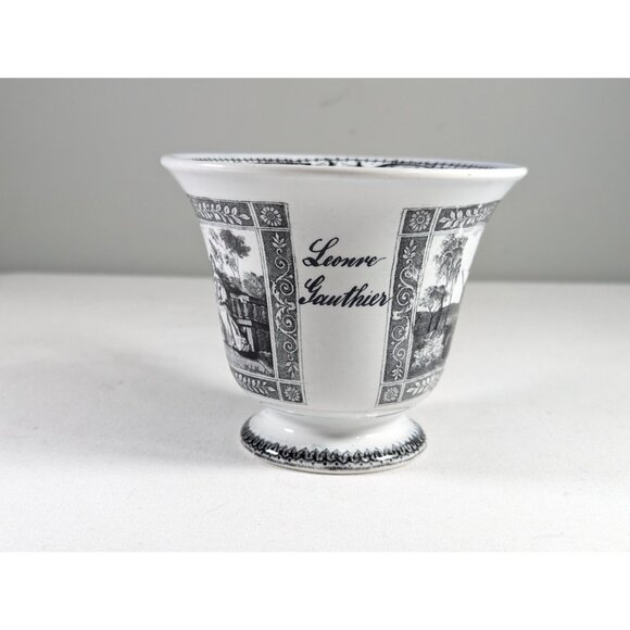 Antique black transferware teacup, Leonre Gauthier large teacup, monochrome home - Picture 6 of 10